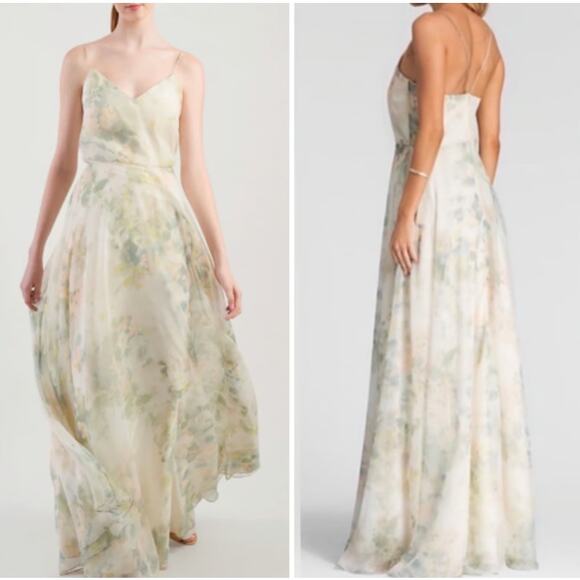 Jenny Yoo Inesse V-Neck Chiffon Gown